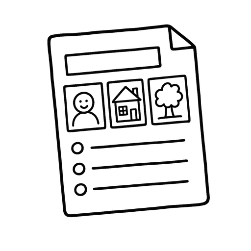 Ficha con apoyos visuales funcionales.
