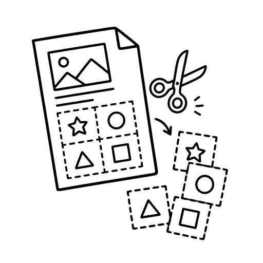 Ilustración de una ficha transformada en tarjetas.