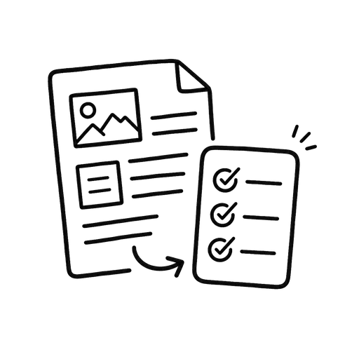 Ilustración de una ficha con resumen de cambios.